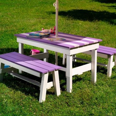 Masuta cu bancute si suport pentru umbrela, mov