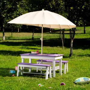 Masuta cu bancute si suport pentru umbrela, mov