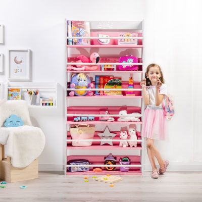 Biblioteca pentru copii cu desen animat, roz