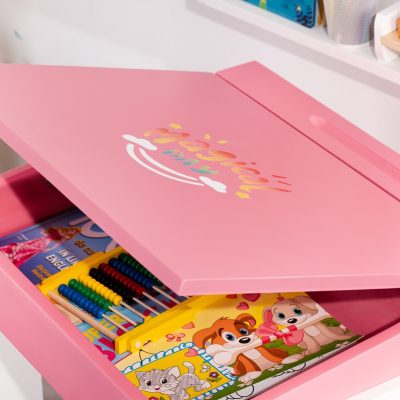 Set birou cu scaunel si desen animat, roz deschis