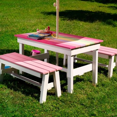 Masuta cu bancute si suport pentru umbrela, multicolor