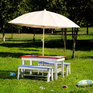 Masuta cu bancute si suport pentru umbrela, curcubeu