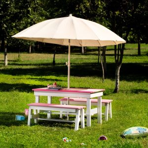 Masuta cu bancute si suport pentru umbrela, multicolor