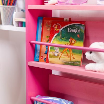 Mini biblioteca cu desen animat, roz