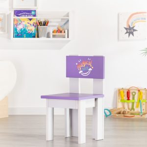 Scaunel cu spatar si desen animat, mov