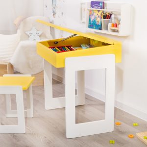 Set birou cu scaunel si desen animat, galben