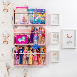 Set suport pentru carti si papusi, roz deschis